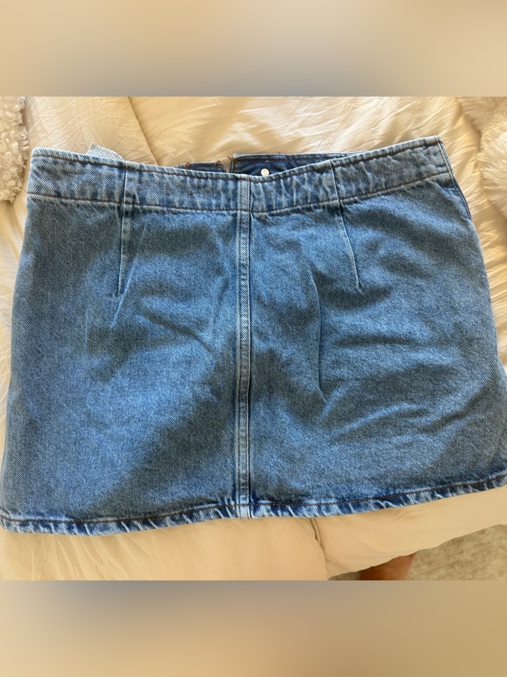 Zara Light Blue Denim Mini Skirt with Front Pockets - Picture 3 of 3